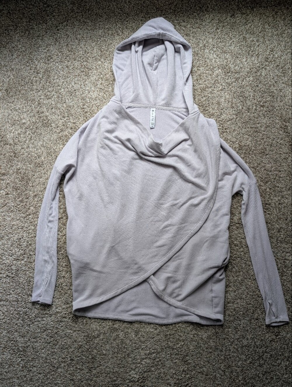 Athleta Light Lavender Hooded Wrap-Style Women's Sweatshirt Top Sz XS Athleisure
